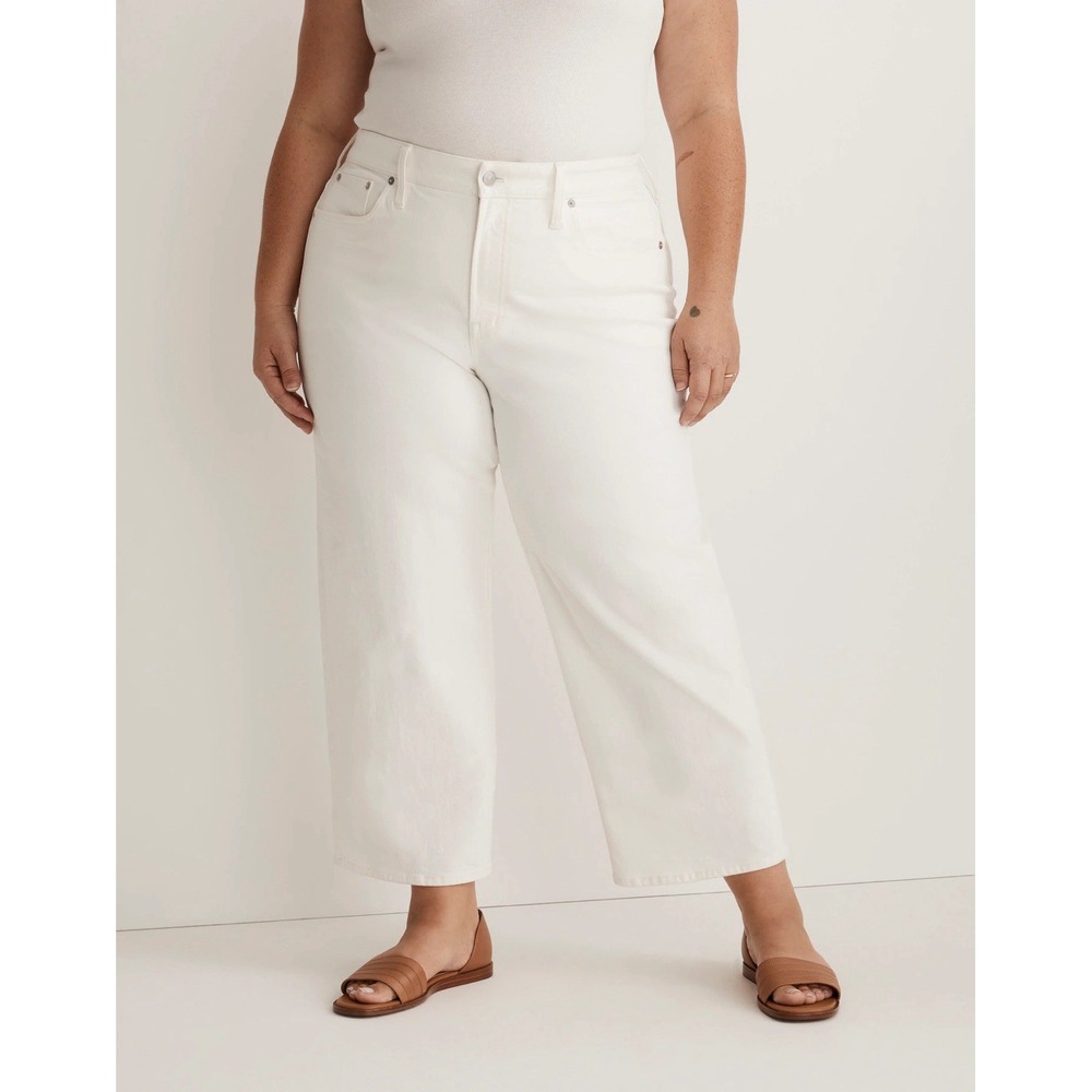 Madewell The Plus Perfect Vintage Wide-Leg Crop Jean White 22W High Rise Denim - Picture 5 of 15